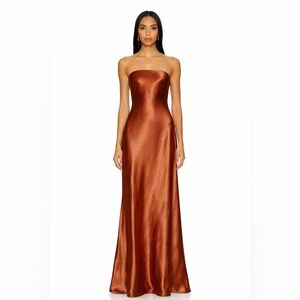 Lovers and Friends Small Lucy Strapless Gown Copper Bronze Open Back